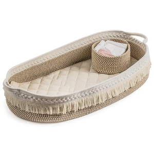 100% Cotton Rope Newborn <strong>Moses</strong> <strong>Basket</strong> Changing <strong>Basket</strong> Rope Woven Portable Baby Cot <strong>Moses</strong> <strong>Basket</strong> and Bedding Mattress Set - Product Image 1