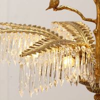 Jewellerytop Lustre de palmier en laiton français de luxe à 8 lumières pour restaurant Lustre LED moderne de luxe léger