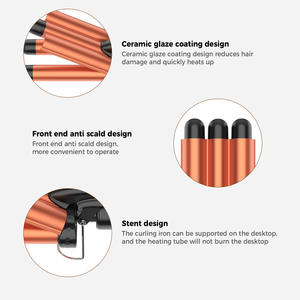 Rizador de Pelo Eléctrico para Uso Doméstico, Rizador de Ondas Grandes de Tres Barriles Dorado, <span class=keywords><strong>Plancha</strong></span> de Cerámica de Turmalina - Product Image 4