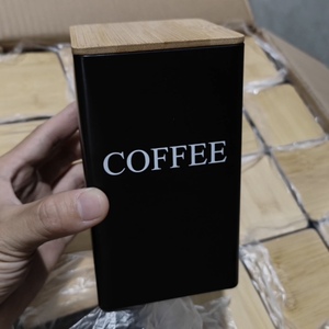 Cao Cấp Màu Đen Màu Trắng Màu Cấp Thực Phẩm Có Thể Rỗng Canister Gỗ Nắp Trà Cà Phê Đường Lưu Trữ Vuông Hộp Thiếc - Product Image 4