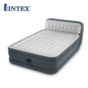 Intex-cama inflable Dura Beam Ultra de felpa, colchón de aire con cabecero, con bomba integrada