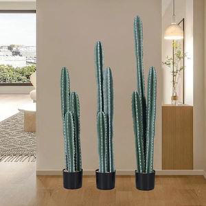 Finto Cactus Decorativo Architettonico Minimalista a Colonna in 3 Dimensioni per Interni Commerciali, Pianta Scultorea <span class=keywords><strong>Verde</strong></span> - Product Image 1