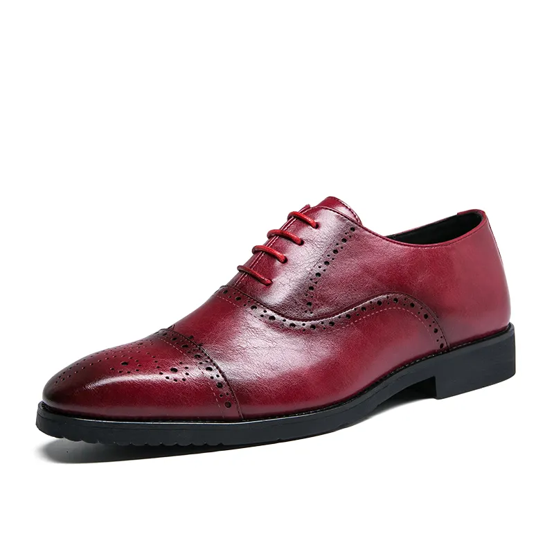 Ziitop Brogue Leather Lace-up Low-top Casual Shoes British Men's Shoes Business Office Shoes