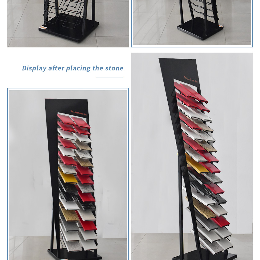 Showroom Steel Stone Standing Showing Marble Ceramic Factory Tower Type Sample Quartz Tile Floor Stand Granite Display Rack