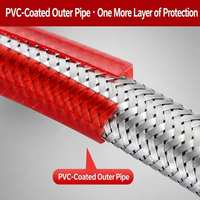 Tuyau tressé en aluminium recouvert de PVC rouge et bleu anti-éclatement de 1/2 pouce