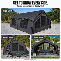 Tente gonflable Coody Familia 17.2 Air - Noire, pour le camping en famille, quatre saisons, durable, portable, pour l'extérieur