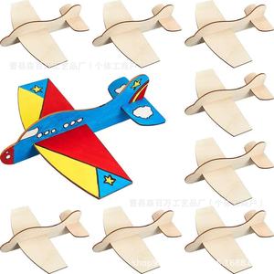 Avion en bois à peindre soi-même, modèle à assembler pour enfants, ensemble de jouets créatifs pour la maternelle, en bois de peuplier - Product Image 4
