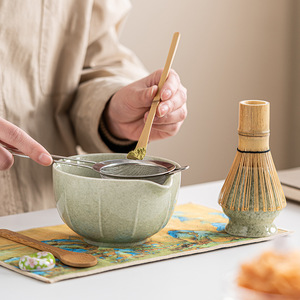 Kit para hacer <span class=keywords><strong>Matcha</strong></span>, venta al por mayor, juego de batidor de bambú manual, logotipo personalizado, tamiz de acero inoxidable, soporte para batidor, cuenco <span class=keywords><strong>Matcha</strong></span> con caño vertedor - Product Image 5