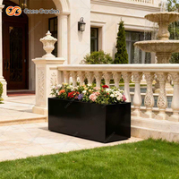 Maceta Cuadrada Moderna de Metal Galvanizado Gnee GN-PR-1016-RTS Negra, con Recubrimiento en Polvo, para Interiores/Exteriores, para Flores de Sala de Estar