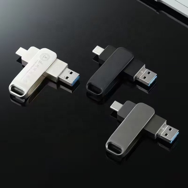 Custom Logo Type-C OTG Metal USB Flash Drive with USB 2.0/3.0 High Speed 1GB-128GB Capacities Custom Color Options