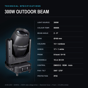 300W Wasserdichter Outdoor-Beam-Moving-Head-Scheinwerfer IP55 Versiegelt 8000K 2-5 Grad 540 °   Pan 270 °   Neigbare DMX512 RDM Bühnenbeleuchtung - Product Image 5