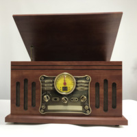 Vintage Design 6in1 Audio Platines USB CD Cassette enregistreur radio lecteur sans fil Gramophone 3 Vitesse LP Vinyle Platine Lecteur