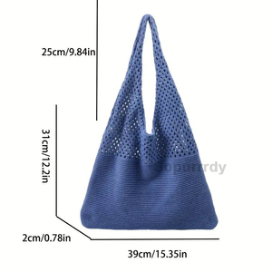 Bolsos de Mano de Punto con Logotipo Personalizado, Bolsos de Hombro Bohemios de Malla para la Playa, para Mujeres y Niñas, Bolsos de Compras de Gran Capacidad - Product Image 2