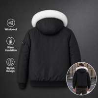 Manteau d'hiver épais imperméable en velours pour homme BQ, avec capuche en fausse fourrure, style bomber, fermeture éclair, plus de 300g