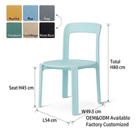 Chaise de salle à manger scandinave sans accoudoirs, dossier ouvert, ronde, en polypropylène (PP), empilable, pour jardin, café, cuisine, restaurant en extérieur