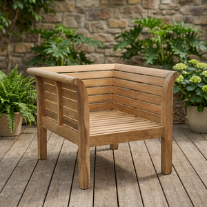 Chaise de salle à manger d'extérieur en teck massif, style moderne, mobilier durable pour patio, terrasse, parc et cuisine, marque Enterprise - Product Image 2