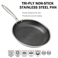 Batterie de Cuisine Professionnelle à Induction en Acier Inoxydable 304 Triple Couche Antiadhésive Personnalisée 20/24/28cm avec Revêtement Céramique Alvéolé pour la Maison