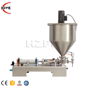 HZPK China Máquina de llenado semiautomática de líquidos y pastas con calentador y mezclador para aceite de ensalada, miel y fluidos de alta viscosidad 40L - Product Image 2