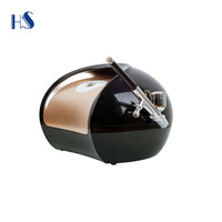 Kit de machine à airbrush pour bronzage professionnel HS-579K, pistolet à pulvérisation d'oxygène en cuivre, alimentation par gravité, type piston, compresseur d'airbrush inclus