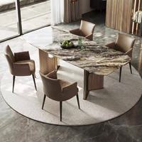 Chaises de salle à manger de style mid-century, avec dossier et accoudoirs en cuir et métal, design minimaliste italien, pour usage domestique, légères, pour négociations transfrontalières