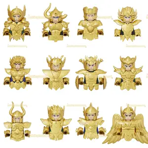 PG8299 PG8300 Twelve Constellations Knights Of The Zodiac Gold Saint Seiya Building Blocks Figure Kids Educational Plastic Toy