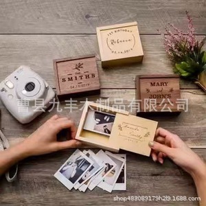 Solid Wood Pull Out <b>Storage</b> <b>Box</b> Square <b>Photo</b> Organizer Jewelry Gift <b>Box</b> Custom Engraved Miniature Drawer Container - Product Image 2