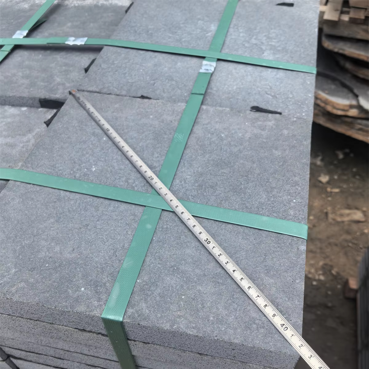 Black Basalt Natural Stone Walkway Outdoor Landscape Square Antislip Flooring Tile Paving Stone