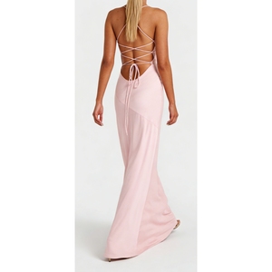 Sexy Women's <b>Spaghetti</b> <b>Strap</b> Backless Ruffled Asymmetric Slit Dress Evening Gown Dresses Fashion - Product Image 5