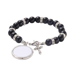 Décoration d'intérieur en gros : Bracelets tendance en verre et cristal, style Art Déco, avec croix religieuse, pour Pâques et mariages - Product Image 3