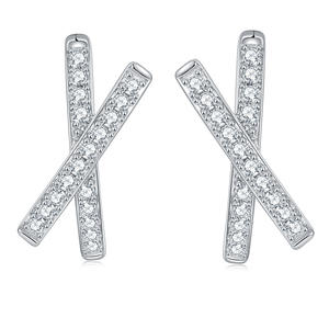 Aros de Plata con Moissanita, Diseño Moderno, Paquete al por Mayor, Chapados en Oro y Rodio, Unisex - Product Image 5