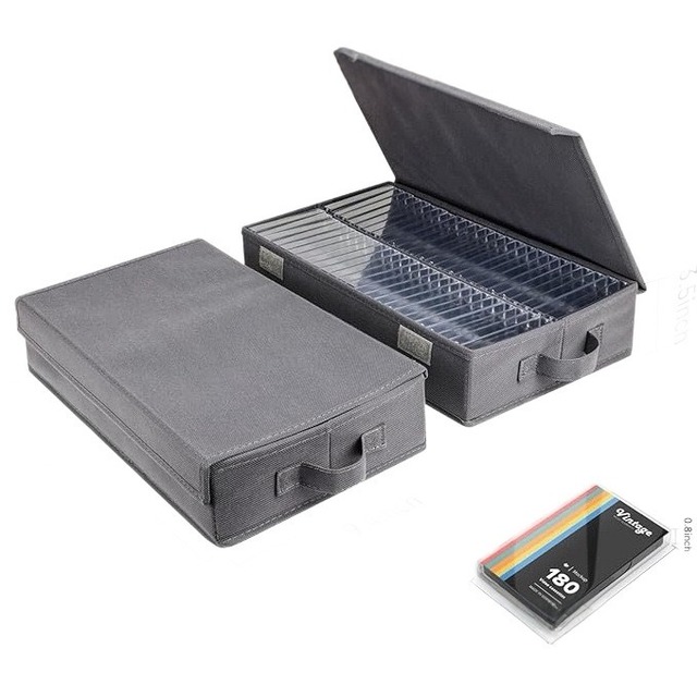 Fabric Cassette Tape Storage Box Flip Lid Non Woven Audio Cassette Organizer Dividers Double Rows Cassette Tape Holder Music