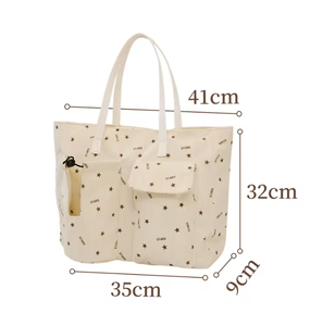 Customized recyclable shopping <b>bag</b> with ribbed webbing, custom printed cherry pattern, <b>foldable</b> - Product Image 4