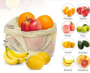 Bolsas de malla de algodón reutilizables, bolsas de comestibles duraderas con peso de <span class=keywords><strong>Tara</strong></span> en las etiquetas, bolsa de malla de algodón ecológica amigable para verduras - Product Image 4