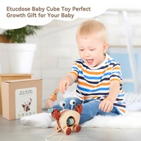 Jouet Montessori en bois Crabe à tirer, labyrinthe de perles, jouet sensoriel éducatif précoce pour tout-petits de 1 à 3 ans, cadeau pour l'apprentissage de la marche