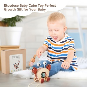 Juguete Montessori de Madera con Forma de Cangrejo para Arrastrar, Laberinto de Cuentas, Juguete Sensorial Educativo Temprano para Niños Pequeños de 1 <span class=keywords><strong>a</strong></span> 3 <span class=keywords><strong>A</strong></span>ños, Regalo para el Aprendizaje de la Caminata - Product Image 5