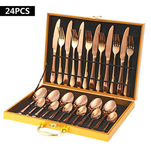 ชุดช้อนส้อมสแตนเลสชุบทอง 24 ชิ้น สำหรับแจก - ชุดช้อนสไตล์ร่วมสมัย - Product Image 4