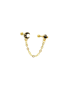 <span class=keywords><strong>Piercing</strong></span> HGC en acier inoxydable 316L, motif Lune Noire et Zircon Cubique Noir, pour cartilage et hélix - Product Image 1