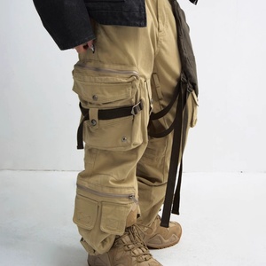 Prix de gros, logo personnalisé, vêtements de rue hip-hop, jeans à jambes droites multi-poches, tissu en toile de coton 100%, pantalon cargo pour hommes - Product Image 6