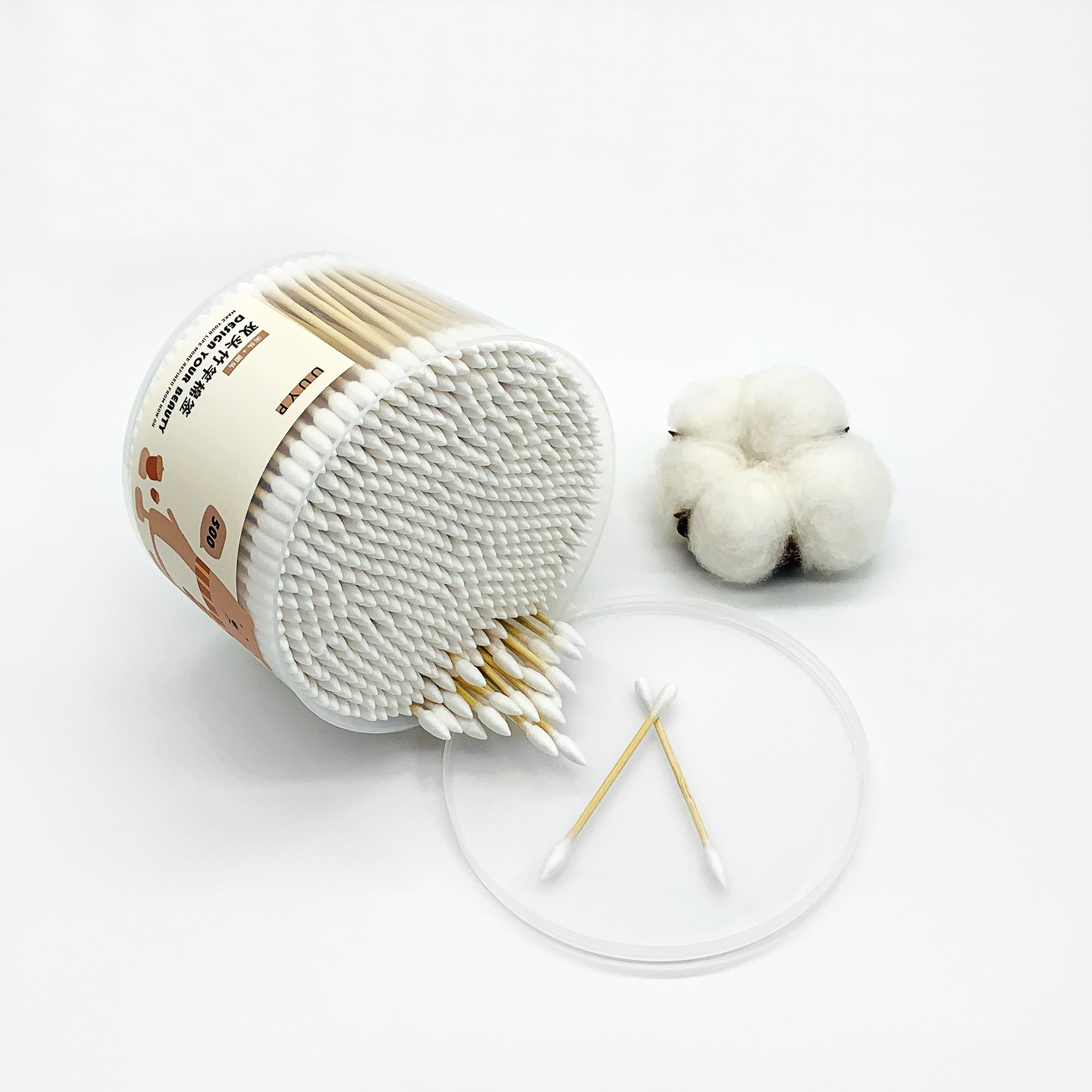 500Pcs Bamboo Ear Buds Cleaning Sticks High Quality Biodegradable Stick Q Tip White Swab Earbuds Cotton Bud