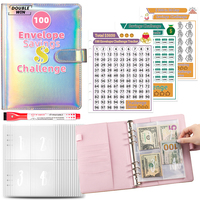 Enveloppe de livre en cuir PU A5 A6 avec logo personnalisé, reliure budgétaire à anneaux, 100 jours, défi d'épargne, 5050
