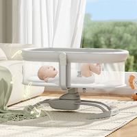 Berceau Balancelle Électrique Professionnel Nouveau Design Réglable avec Musique et Ventilation en Maille, Chaise Bébé Portable Pliable et Sûre pour la Maison
