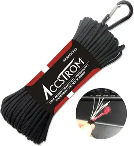 Dây Nylon Cắm Trại Sinh Tồn Chiến Thuật Khẩn Cấp Dây Paracord 4Mm Lõi Khởi Động Lửa Chống Nước 7 Sợi 550 Paracord