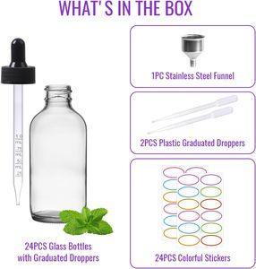 Flacon compte-gouttes rond en verre transparent de 4 oz, résistant aux enfants, avec pipette, 22 mm 22-400, pour nettoyant visage, mascara, cosmétiques - Product Image 5