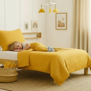Juego de Ropa de Cama para Cuna de Bebé 100% Algodón Jersey, Suave y Transpirable, con Almohada, Sábana Ajustable y Funda de Almohada - Product Image 1