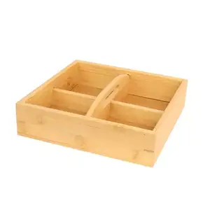 Экологичная бамбуковая коробка для хранения закусок, конфет, коробка для хранения с подвижной крышкой для гостиной