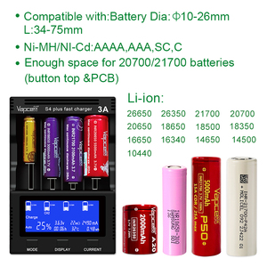 Многофункциональное умное зарядное устройство S4 Plus V2.0, 4 слота, 3 А, зарядное устройство, быстрая зарядка для перезаряжаемых литий-ионных/никель-металлогидридных/никель-кадмиевых аккумуляторов - Product Image 6