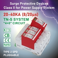 Parafoudre triphasé KEMA T2 4P 20-40kA pour protection contre les surtensions AC 150V 275V 320V 385V (TN-S)