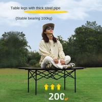 Table pliante en acier au carbone - Portable, idéale pour les pique-niques en plein air, la pêche, les sorties à la plage et le camping. une table carrée.
