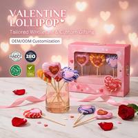 Bulk hartvormige fruitlollipops in Valentijnsdag PDQ displaydoos, harde snoepset