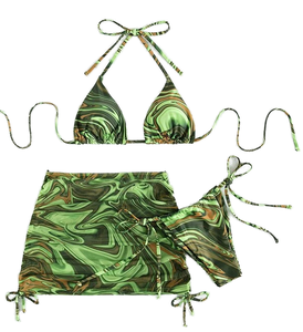 2024 Tie Dye Printthree 3 Piece Eco-Friendly <b>Plus</b> <b>Size</b> Floral Gradient Swimdress Tankinis <b>Bikini</b> <b>Sets</b> Cover Ups Swimsuit - Product Image 1